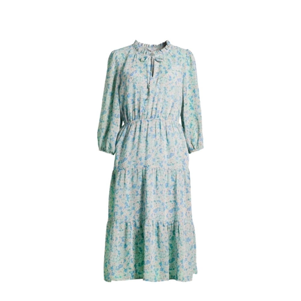 Time and Tru Women's Tiered midi dress size Large color H2O floral. 2 for $30 - Picture 4 of 5